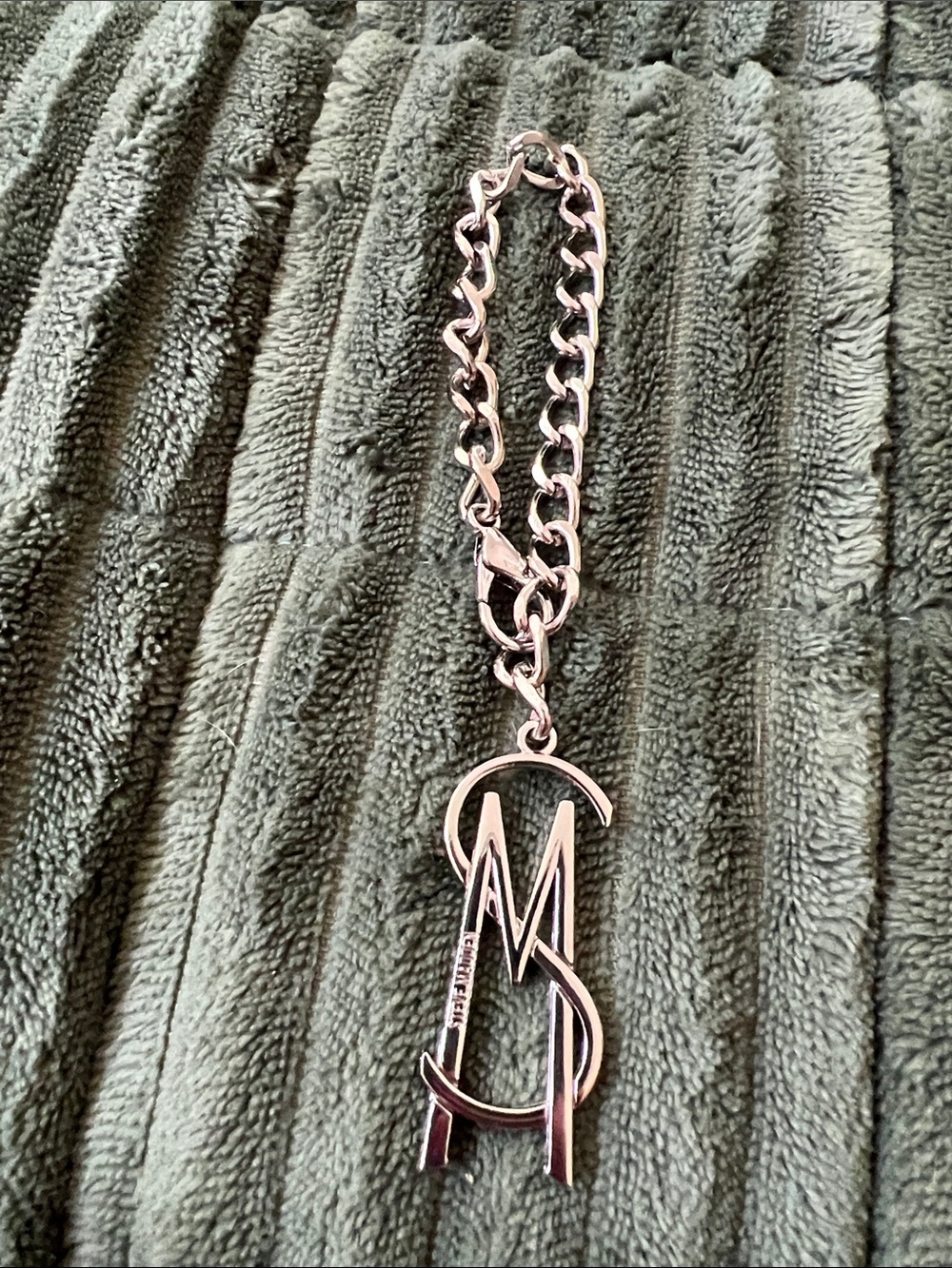 Steve Madden Silver Monogram Initial Charm Chain Keychain